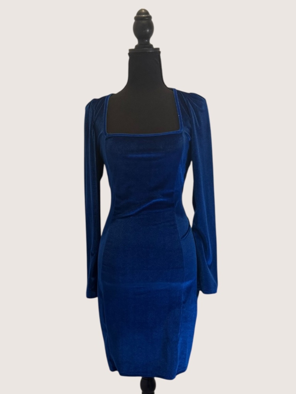 Blue Velvety Mini Dress